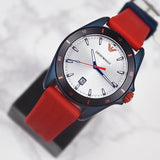 Emporio Armani Sigma Silver Dial Red Silicone Strap Watch for Men - AR11219 Authentic Buy Shop Now