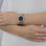 Guess Chelsea Crystals Black Dial Silver Mesh Bracelet Watch For Women - W0647L5 Authentic Buy Shop Now