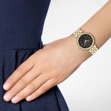 Michael Kors Mini Darci Quartz Black Dial Gold Steel Strap Watch For Women - MK3738 Authentic Buy Shop Now