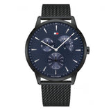 Tommy Hilfiger Brad Quartz Blue Dial Black Mesh Bracelet Watch For Men - 1710392 Authentic Buy Shop Now
