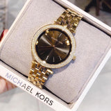 Michael Kors Mini Darci Quartz Black Dial Gold Steel Strap Watch For Women - MK3738 Authentic Buy Shop Now