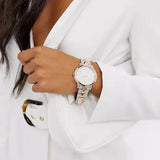 Michael Kors Runway Mercer Crystals Silver Dial Two Tone Steel Strap Watch For Women - MK6716 Authentic Buy Shop Now