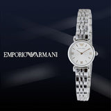 Emporio Armani Gianni T Bar Quartz Silver Dial Silver Steel Strap Watch For Women - AR1935 Authentic Buy Shop Now