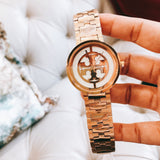 Tory Burch Reva Rose Gold Dial Rose Gold Steel Strap Watch for Women - TBW4028 Authentic Buy Shop Now