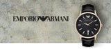 Emporio Armani Renato Quartz Black Dial Black Leather Strap Watch For Men - AR2425 Authentic Buy Shop Now