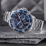 Tommy Hilfiger Jordan Chronograph Blue Dial Silver Steel Strap Watch For Men - 1792094