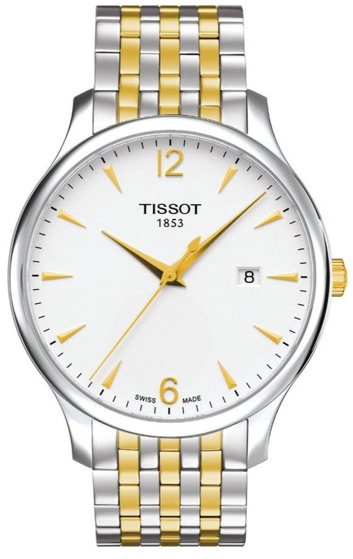 Tissot T Classic Tradition White Dial Two Tone Mesh Bracelet Watch for Women - T063.210.22.037.00 Authentic Buy Shop Now