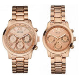 Guess Mini Sunrise Chronograph Quartz Rose Gold Dial Rose Gold Steel Strap Watch For Women - W0448L3 Authentic Buy Shop Now