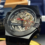 Maserati Automatic Skeleton Black Dial Black Leather Strap Watch For Men - R8821108021 Authentic Buy Shop Now