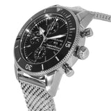 Breitling Superocean Heritage Chronograph 44 Black Dial Silver Mesh Bracelet Watch for Men - A13313121B1A1 Authentic Buy Shop Now