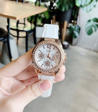 Guess Confetti Crystal Rose Gold Dial White Silicone Strap Watch For Women - W1098L5 Authentic Buy Shop Now