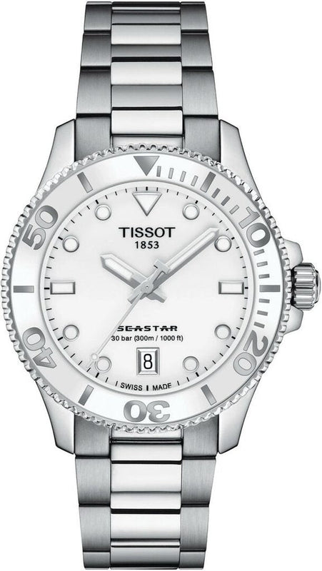 Tissot Seastar 1000 Lady White Dial Silver Steel Strap Unisex Watch - T120.210.11.011.00 Authentic Buy Shop Now