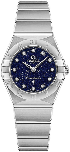 Omega Constellation Manhattan Quartz Diamonds Blue Dial Silver Steel Strap Watch for Women - 131.10.25.60.53.001 Authentic Buy Shop Now