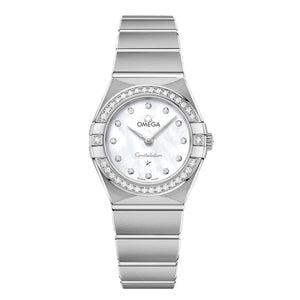 Omega Constellation Manhattan Quartz Diamonds Mother of Pearl Dial Silver Steel Strap Watch for Women - 131.15.25.60.55.001 Authentic Buy Shop Now