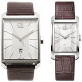 Calvin Klein Window Silver Dial Brown Leather Strap Watch for Men - K2M21126 Authentic Buy Shop Now