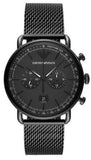 Emporio Armani Aviator Chronograph Black Dial Black Mesh Bracelet Watch For Men - AR11264 Authentic Buy Shop Now