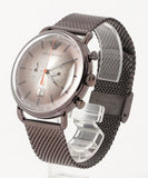 Emporio Armani Aviator Chronograph Grey Dial Brown Mesh Bracelet Watch For Men - AR11169 Authentic Buy Shop Now