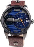 Diesel Mini Daddy Analog Blue Dial Brown Leather Strap Watch For Men - DZ7339 Authentic Buy Shop Now