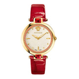 Versace Crystal Gleam White Dial Red Leather Strap Watch For Women - VAN040016 Authentic Buy Shop Now