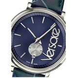 Versace V-Circle The Clans Edition Blue Dial Blue & Green Leather Strap Watch for Women - VEBQ00118 Authentic Buy Shop Now