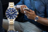 Emporio Armani Mario Chronograph Blue Dial Two Tone Steel Strap Watch For Men - AR11362 Authentic Buy Shop Now