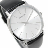 Calvin Klein Posh Silver Dial Black Leather Strap Watch for Men - K8Q311C6 Authentic Buy Shop Now