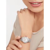 Bvlgari LVCEA Diamonds Silver Mother of Pearl Dial Silver Leather Strap Watch for Women - LVCEA103367 Authentic Buy Shop Now