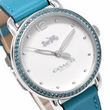Coach Delancey White Dial Turquoise Leather Strap Watch for Women - 14502884 Authentic Buy Shop Now