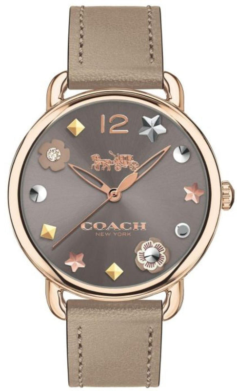 Coach Delancey Grey Dial Grey Leather Strap Watch For Women - 14502797 Authentic Buy Shop Now