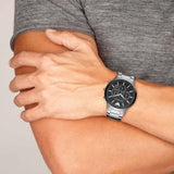Emporio Armani Sportivo Chronograph Black Dial Silver Steel Strap Watch For Men - AR2460 Authentic Buy Shop Now