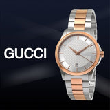 Gucci G Timeless Silver Dial Two Tone Steel Strap Watch For Men - YA126473 Authentic Buy Shop Now