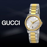 Gucci G Timeless Silver Dial Two Tone Steel Strap Watch For Women - YA126563 Authentic Buy Shop Now