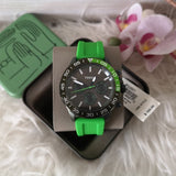 Fossil Bannon Chronograph Grey Dial Green Silicone Strap Watch for Men - BQ2501 Authentic Buy Shop Now