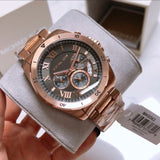 Michael Kors Brecken Chronograph Analog Black Dial Rose Gold Steel Strap Watch For Women - MK8563 Authentic Buy Shop Now