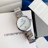 Emporio Armani Mother of Pearl Dial Silver Steel Strap Watch For Women - AR11235 Authentic Buy Shop Now