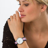 Daniel Wellington Classic Southampton White Dial Three Tone Nylon Strap Watch For Women - DW00100050 Authentic Buy Shop Now
