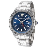 Versace Hellenyium GMT Blue Dial Silver Steel Strap Watch for Men - V11010015 Authentic Buy Shop Now