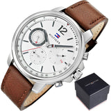 Tommy Hilfiger Landon Chronograph White Dial Brown Leather Strap Watch for Men - 1791531 Authentic Buy Shop Now