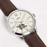 Fossil Townsman Automatic White Dial Brown Leather Strap Watch for Men - ME3064 Authentic Buy Shop Now