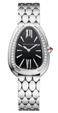 Bvlgari Serpenti Seduttori Diamonds Black Dial Silver Steel Strap Watch for Women - SERPENTI103449 Authentic Buy Shop Now