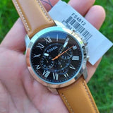 Fossil Grant Chronograph Green Dial Brown Leather Strap Watch for Men - FS4918 Authentic Buy Shop Now