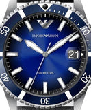 Emporio Armani Diver Three-Hand Quartz Blue Dial Blue Leather Strap Watch For Men - AR11516 Authentic Buy Shop Now