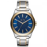 Armani Exchange Nico Quartz Blue Dial Two Tone Steel Strap Watch For Men - AX2332 Authentic Buy Shop Now