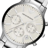 Emporio Armani Renato Chronograph White Dial Silver Steel Strap Watch for Women - AR2459 Authentic Buy Shop Now