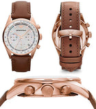 Emporio Armani Sportivo Chronograph White Dial Brown Leather Strap Watch For Men - AR5996 Authentic Buy Shop Now