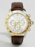 Hugo Boss Ikon White Dial Brown Leather Strap Watch for Men - 1513174 Authentic Buy Shop Now
