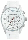 Emporio Armani Sport Chronograph White Dial White Silicone Strap Watch For Men - AR5859 Authentic Buy Shop Now