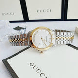 Gucci G Timeless Silver Dial Two Tone Steel Strap Watch For Men - YA126409 Authentic Buy Shop Now