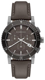 Burberry The City Chronograph Ion Plated Grey Dial Grey Leather Strap Watch for Men - BU9384 Authentic Buy Shop Now