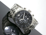 Emporio Armani Sportivo Chronograph Black Dial Silver Stainless Steel Watch For Men - AR0585 Authentic Buy Shop Now